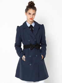 Navy blue ladies trench coat